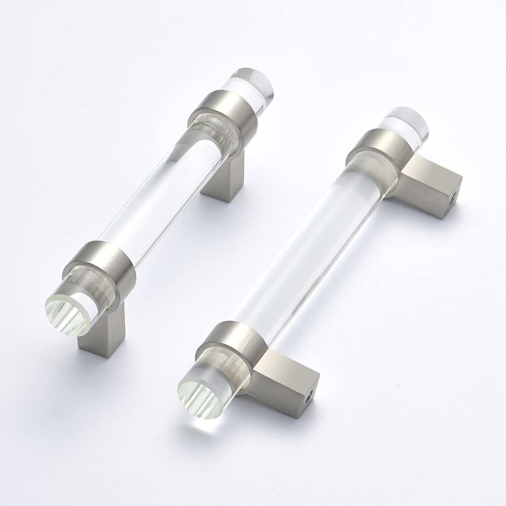 BonKuDoo 4 Pack Glass Drawer Pulls, Cabinet Handles, Crystal Dresser Pulls 3"